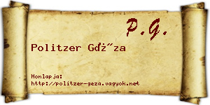 Politzer Géza névjegykártya